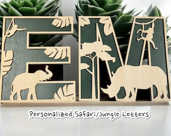 Personalized Safari Animal Nursery Letters: Wooden Name Sign