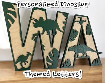 Dinosaur Nursery Letters: Wooden Name Sign, Kids Room Decor