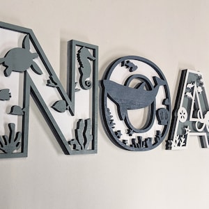 Sea Animal Wooden Letters: Personalized Nursery Name Sign
