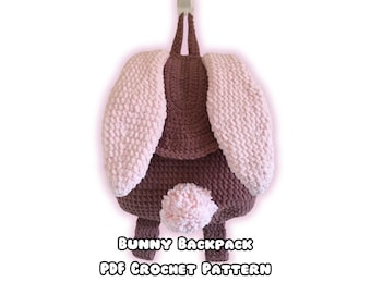 Childs Bunny Backpack Crochet Pattern. PDF crochet pattern. Easter bunny bag. Childs bag. Rabbit Backpack.