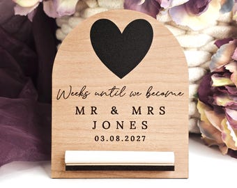 Personalised Wedding Countdown: Wooden Engagement Gift