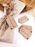 Personalised Wooden Place Name Tag with Heart: Rustic Wedding Favour, Gift Tag