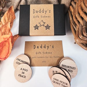 Personalised Wooden Daddy Gift Tokens image 3