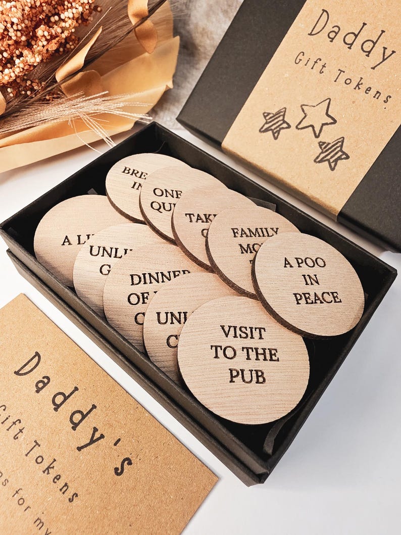 Personalised Wooden Daddy Gift Tokens image 1