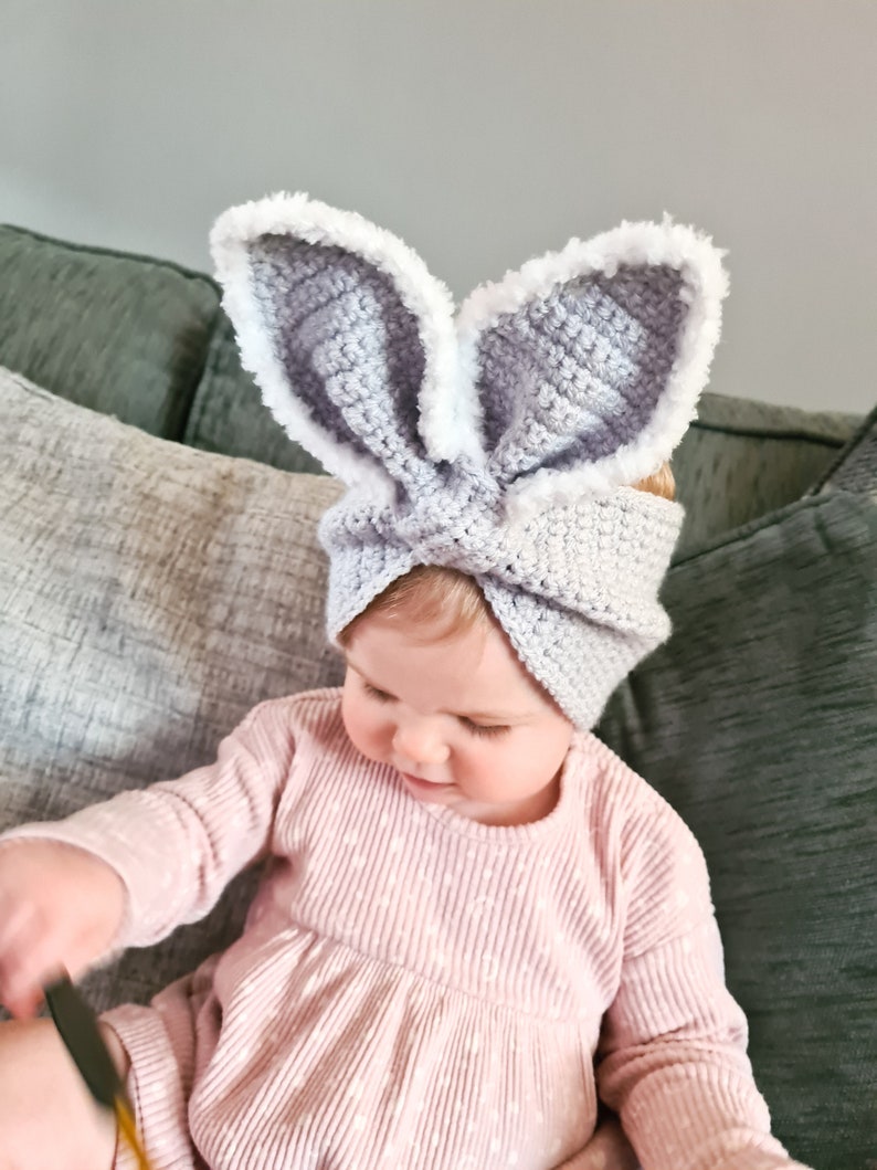 Crochet Pattern Baby/Childs Bunny Ear Warmer. Baby/Child Easter Bunny Crochet Pattern Ear Warmer Headband. image 5