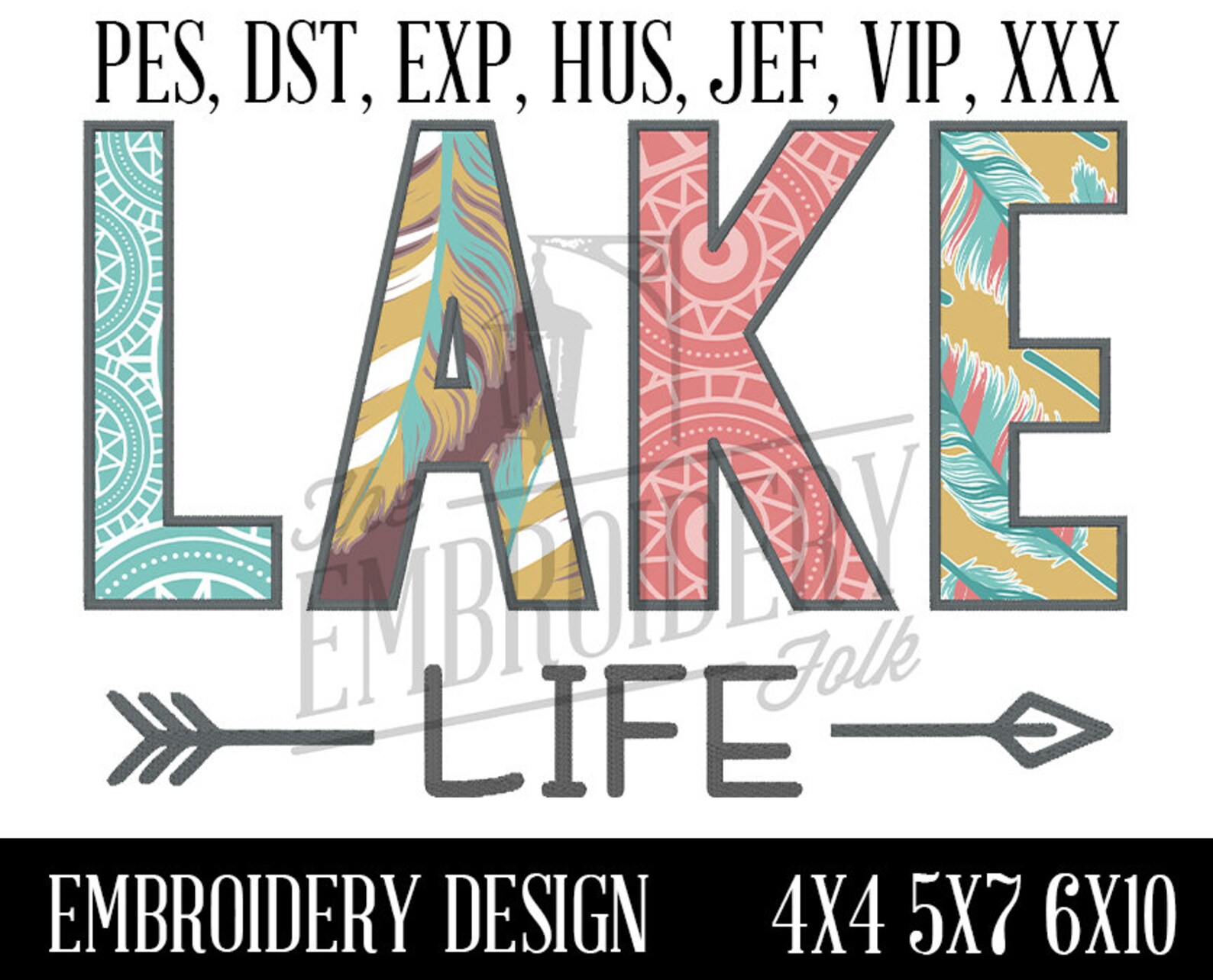 Lake Life Applique Design, Embroidery Patterns, Machine Embroidery, Pes