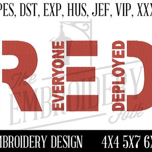 RED Deployment Embroidery Design, Embroidery Patterns, Machine Embroidery Design, pes, dst, exp, hus, jef, vip, xxx