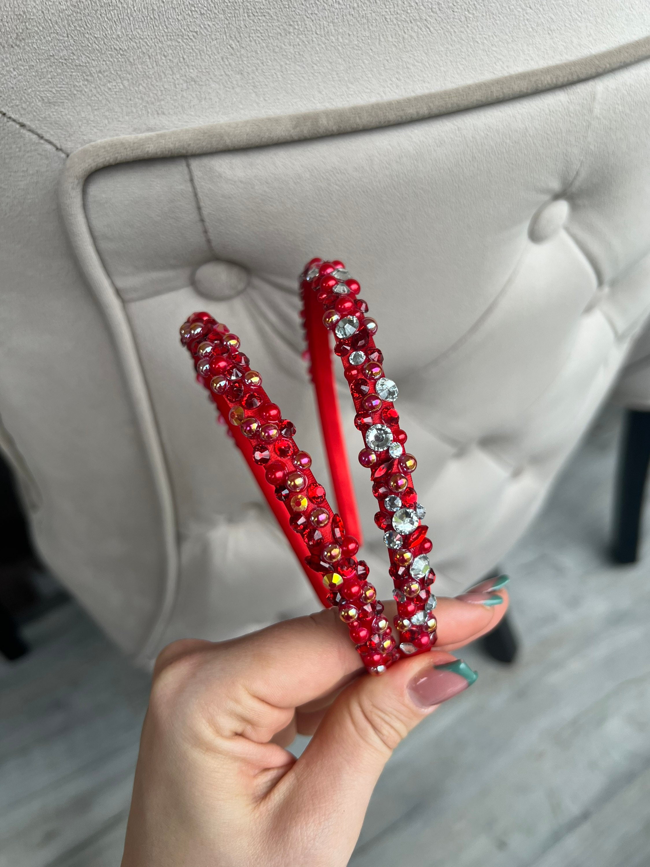 Red embellished headband Twine and Love | USA Red Knot Headband | Handcrafted  main image 3