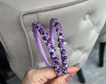 Lilac Embellished Headband X - Etsy display picture 2