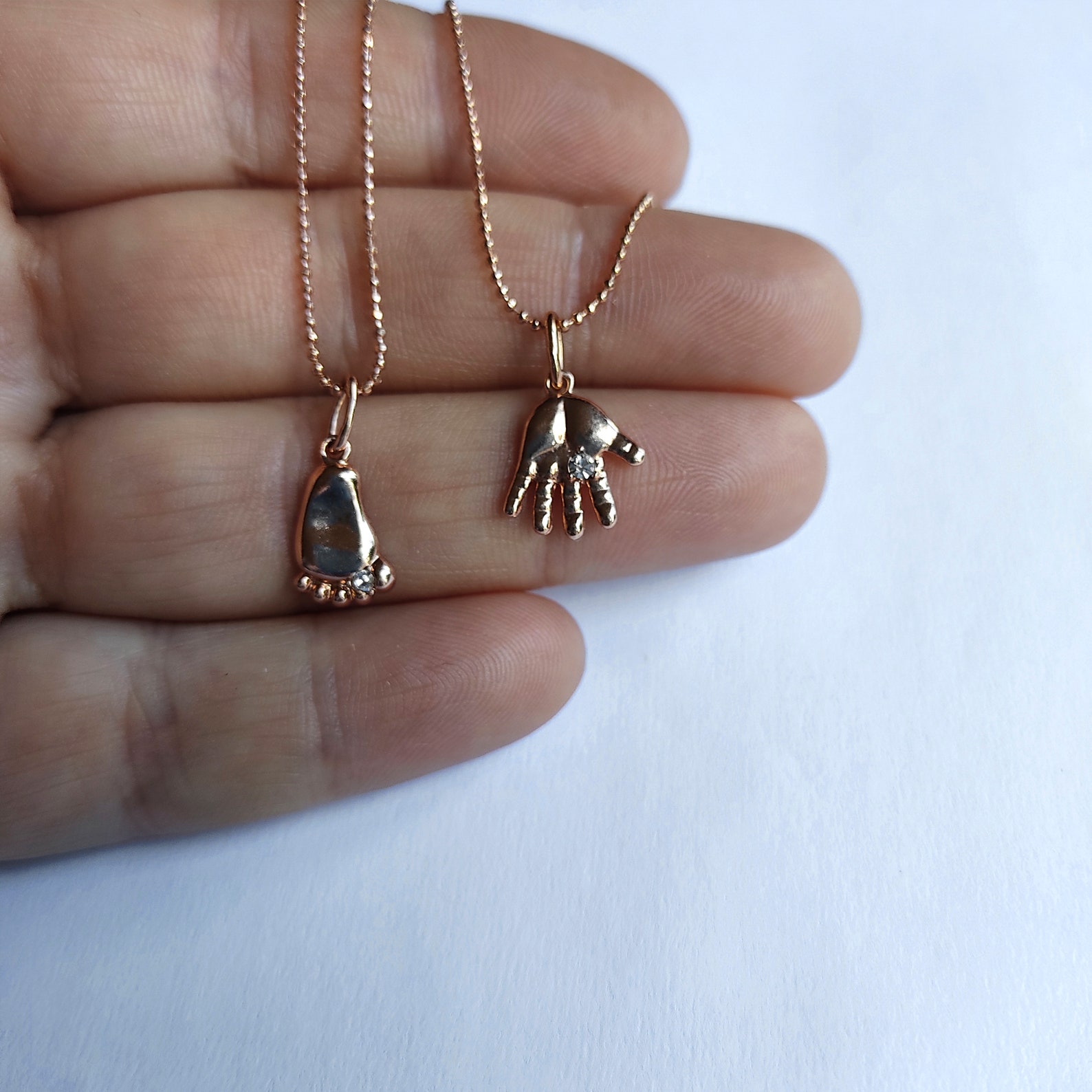 Personalized Gold baby foot necklace 18k gold Baby hand Etsy