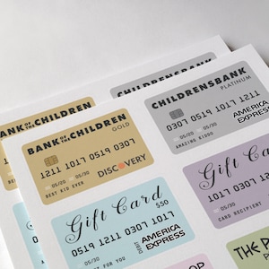 Faux chèques et cartes de crédit | Argent factice | Montessori | Jouets Waldorf | Faire semblant de faire du shopping | Téléchargement numérique | Imprimable | Enfants scolarisés à la maison