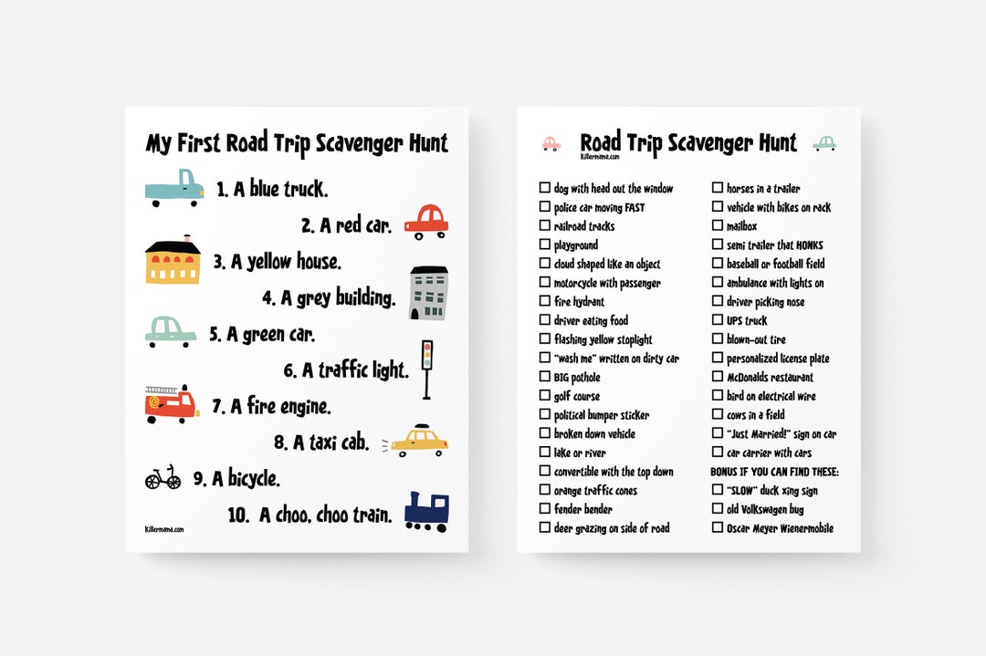 Road Trip Scavenger Hunt | Printable Travel Game | Car Games | Family ...