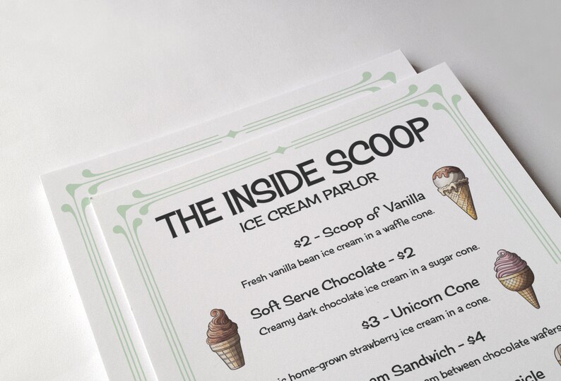 Printable Pretend Play Restaurant Menu Printable Activities - Etsy