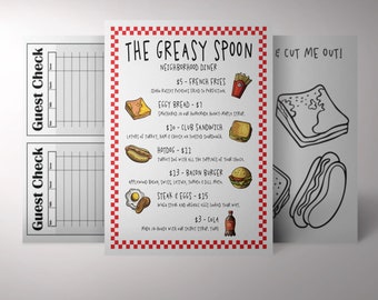 Questo menu del ristorante finto è un'aggiunta divertente alla cucina di ogni bambino. Libera la creatività del tuo bambino: ottimo per il gioco fantasioso!