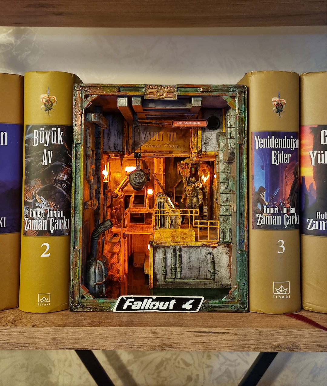 Fallout Inspired Vaulttec Book Nook Video Game Diorama, Book Shelf