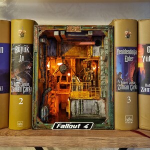 Fallout Inspired Vault-Tec Book Nook - Video Game Diorama, Book Shelf Insert, Handmade