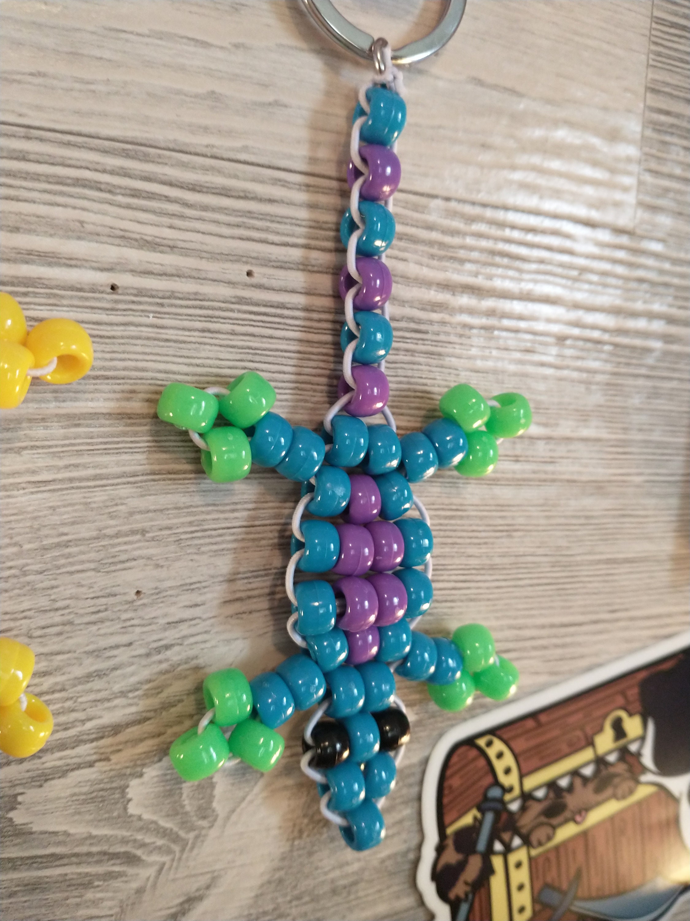 Cool Color Kandi Lizard Keychain Etsy