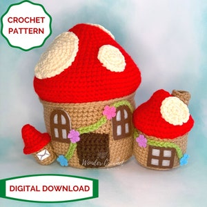 Mushroom Fairy House Crochet PATTERN - Amigurumi - Cottagecore Crochet