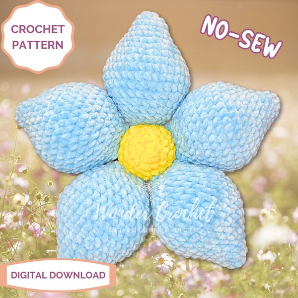 No-Sew Forget-Me-Not Pillow Crochet PATTERN