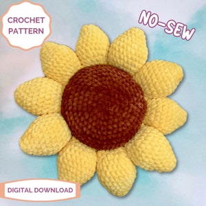 No-Sew Sunflower Pillow Crochet PATTERN