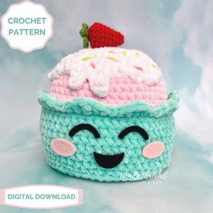 Birthday Cupcake Plush Crochet PATTERN - Amigurumi