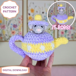 Teapot Popping Pal Crochet PATTERN - Amigurumi