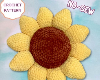 No-Sew Sunflower Pillow Crochet PATTERN