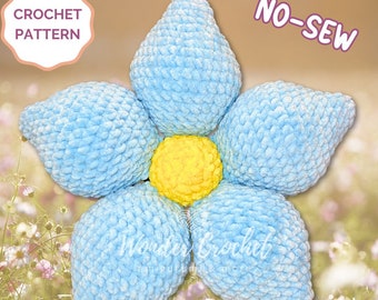 No-Sew Forget-Me-Not Pillow Crochet PATTERN