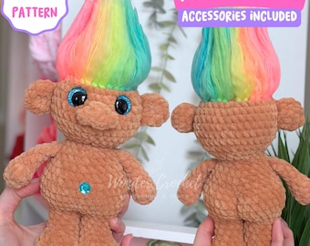 Patron au crochet Magic Troll : peluche rétro Amigurumi (téléchargement PDF)