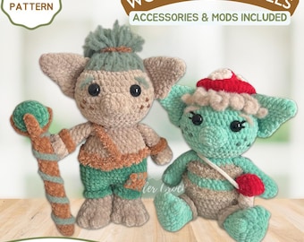 Woodland Trolls Crochet Pattern – Amigurumi PDF, Fantasy Troll Plush, Cottagecore Crochet, Instant Download