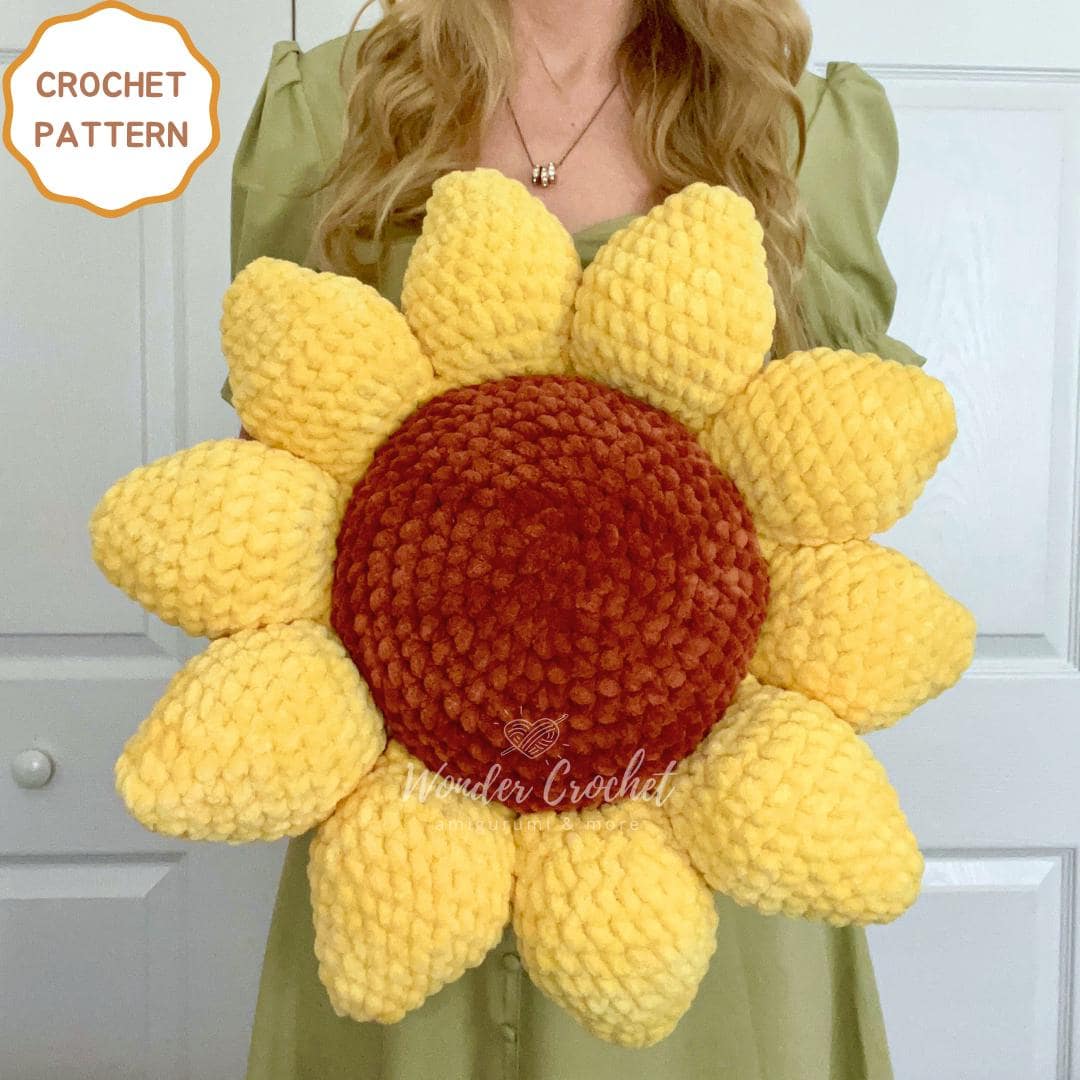 28 Large Sunflower Crochet Patterns: Brighten Your Home with DIY Decor 6 No-Sew Sunflower Pillow Crochet