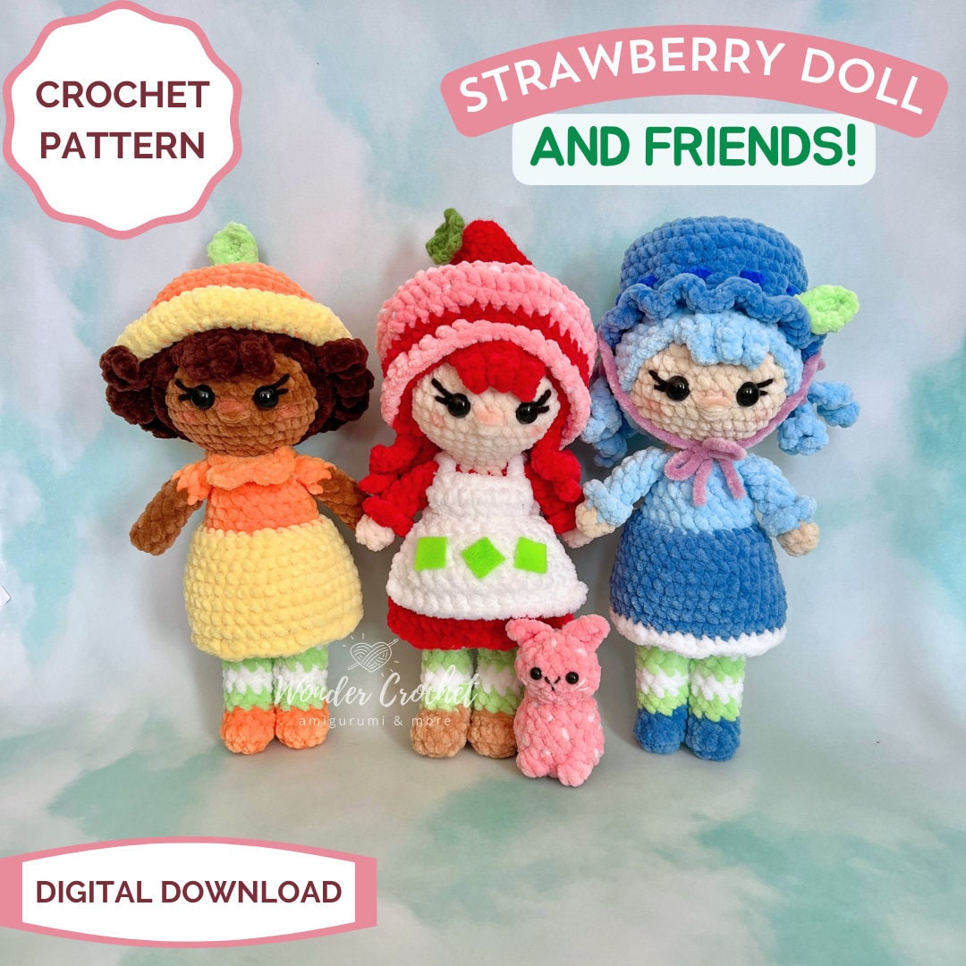 Strawberry Doll & Friends Crochet PATTERN - Amigurumi