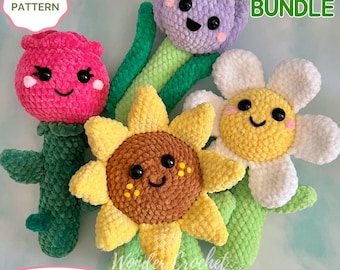 Flower Friends 4-in-1 Crochet PATTERN Bundle - Amigurumi