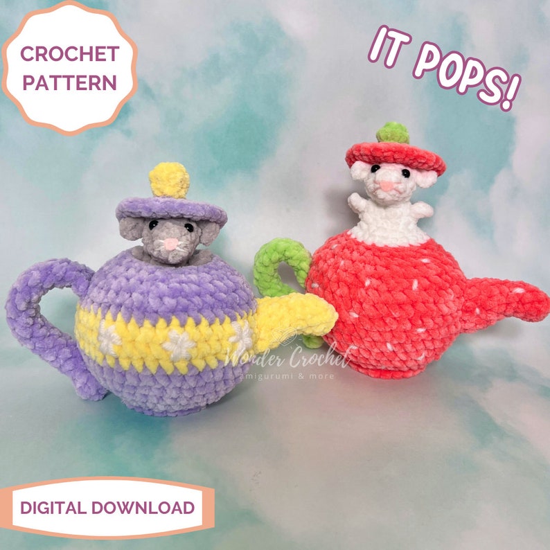 Teapot Popping Pal Crochet PATTERN Amigurumi image 3