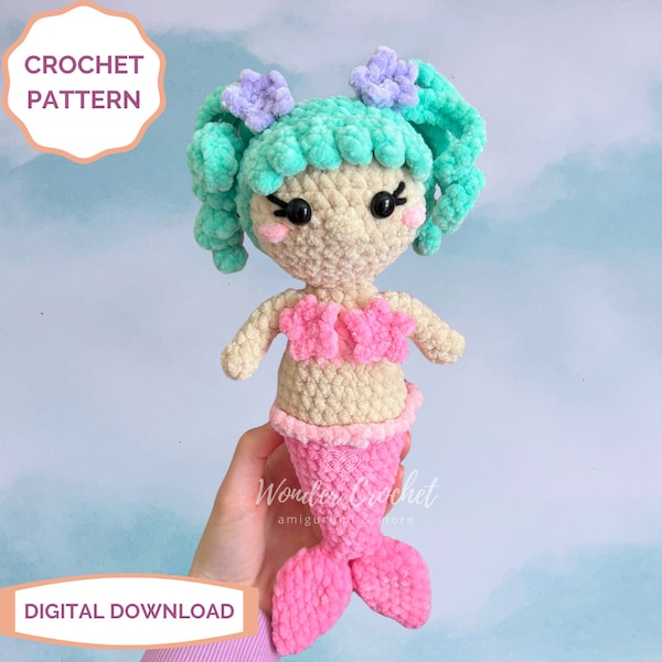 Mermaid Plush Crochet PATTERN - Amigurumi