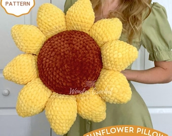 No-Sew Sunflower Pillow Crochet PATTERN