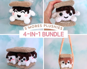 Kit com 4 padrões de crochê para bichinhos de pelúcia S'mores - Amigurumi