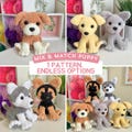 Mix and Match Puppy Crochet Pattern – Amigurumi PDF, Dog Plush, Low-Sew Crochet