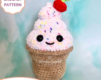 Ice Cream Cone Plush Crochet PATTERN - Amigurumi