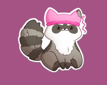 Yarn Raccoon Vinyl Sticker (Weatherproof)