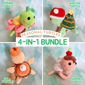 Seasonal Sea Turtles 4-in-1 Crochet PATTERN Bundle - Amigurumi