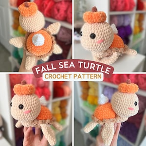 秋のパンプキンパイ ウミガメのぬいぐるみ かぎ針編みパターン