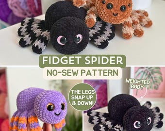 No-Sew Fidget Spider Crochet Pattern – Weighted Amigurumi with Optional Snapping Legs