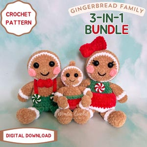 Gingerbread Family Plush Crochet PATTERN - Amigurumi
