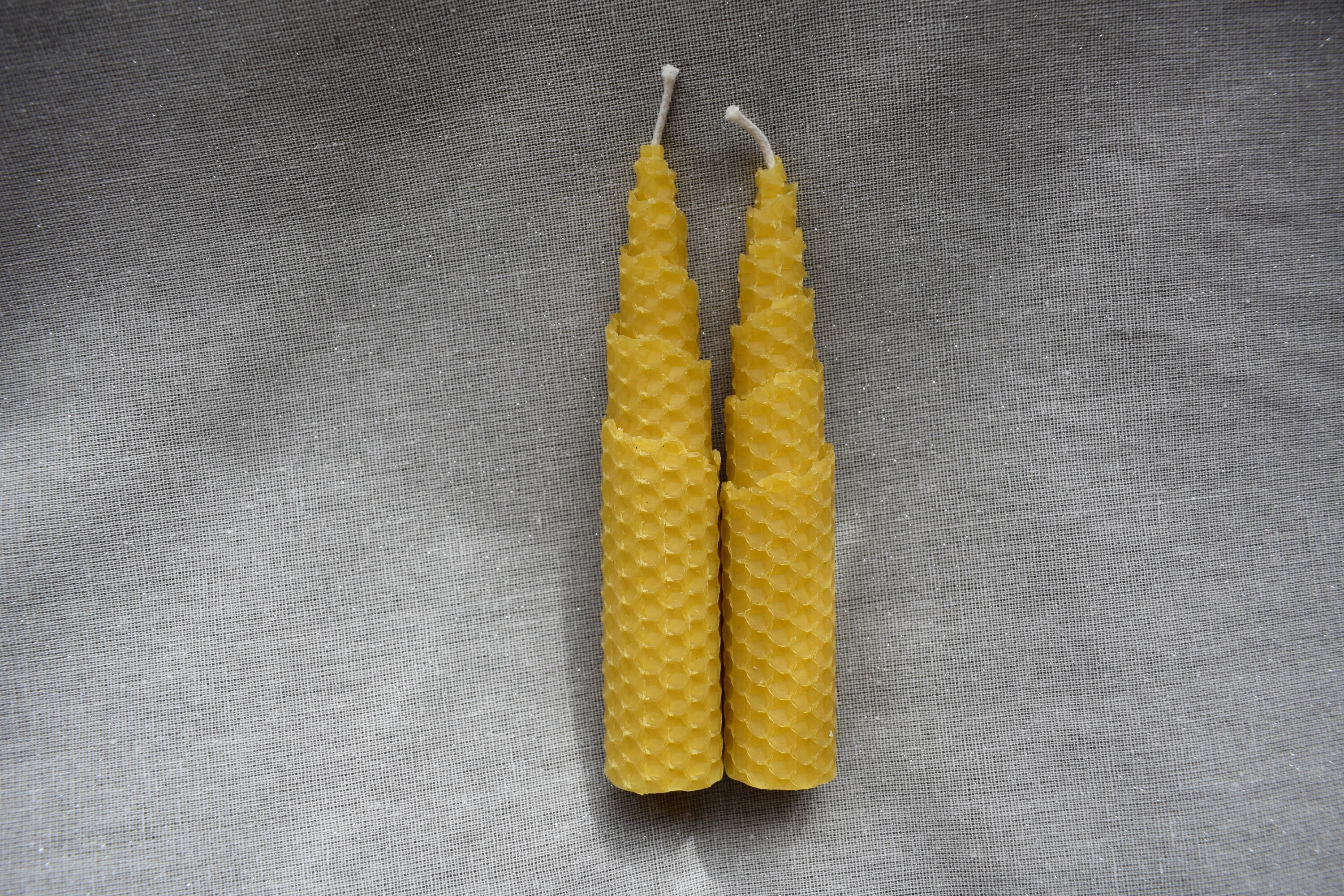 Lot de 2 Bougies en Cire Naturelle d'abeille