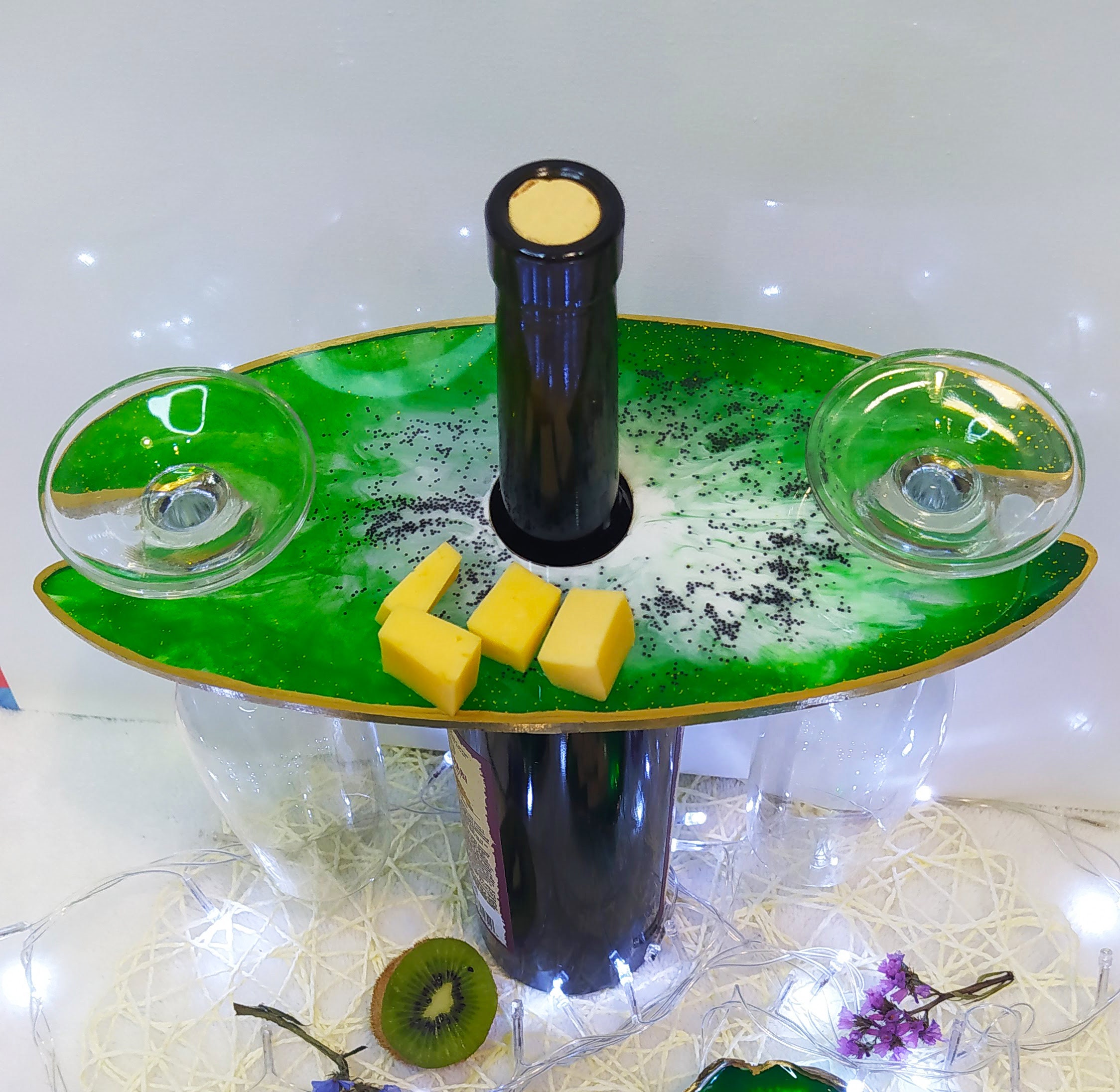 Epoxy Resin Wine and Glass Holder. Holiday Gift Etsy UK