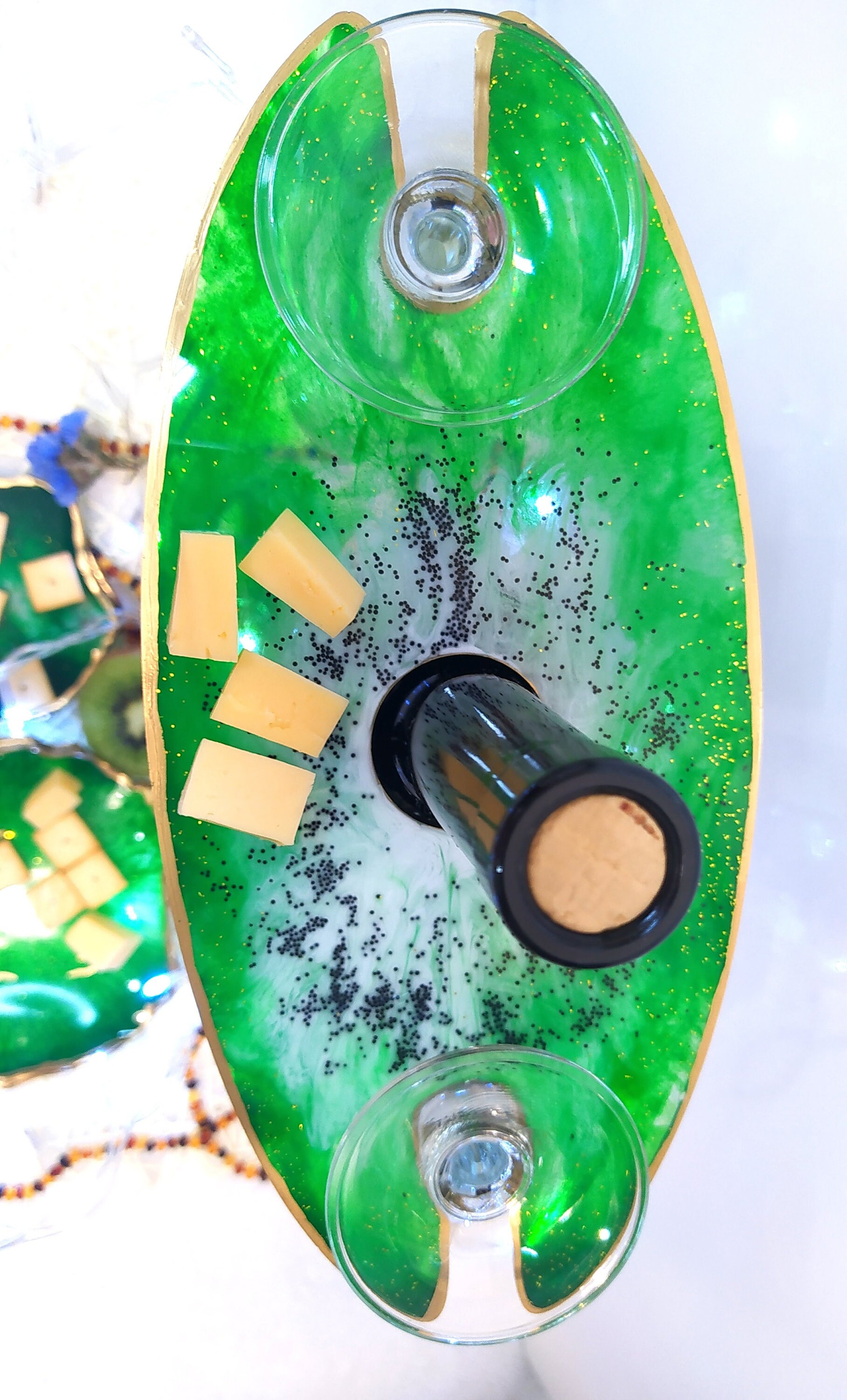 Epoxy Resin Wine and Glass Holder. Holiday Gift Etsy UK