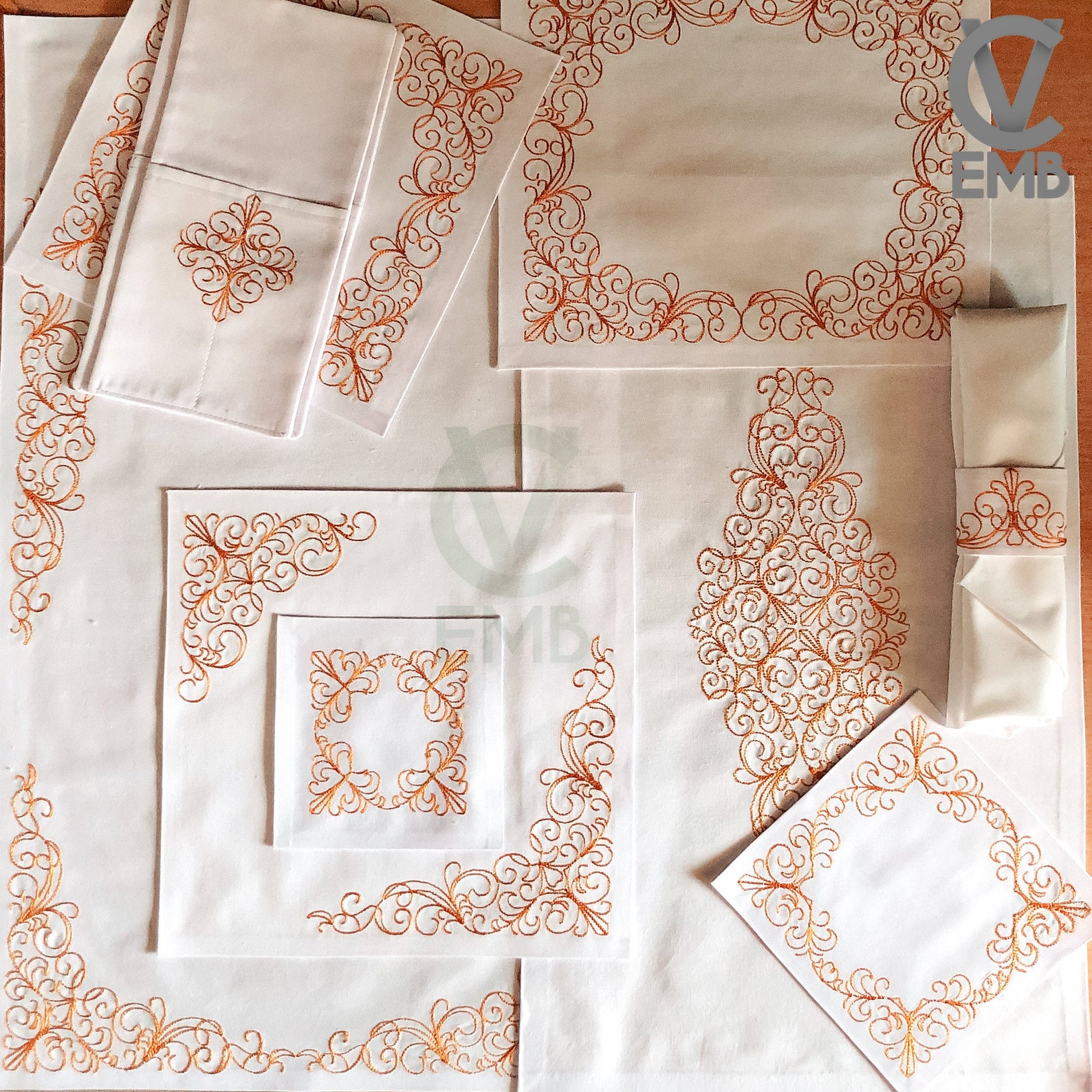 Tablecloth & Napkins Linen Embroidery Machine Embroidery Etsy