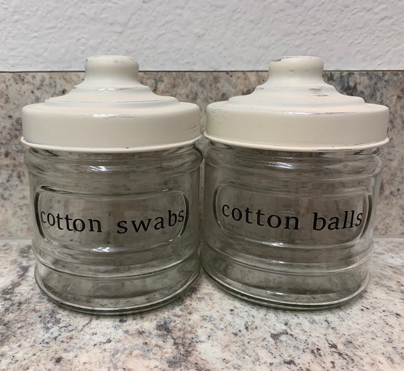 Cotton Balls/Cotton Swabs Jars Vanity Jars Qtip Organizer Etsy