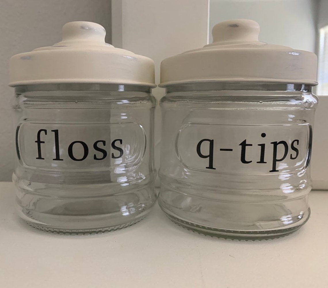 Cotton Balls/Cotton Swabs Jars Vanity Jars Qtip Organizer Etsy